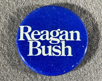 1 1/8” Reagan Bush Plain Blue/White - Reagan Presidential Campaign Pin/Button - Ronald Reagan & George Bush