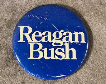 2 1/4” Reagan Bush Plain Blue/White - Reagan Presidential Campaign Pin/Button - 2 1/4” - Ronald Reagan & George Bush