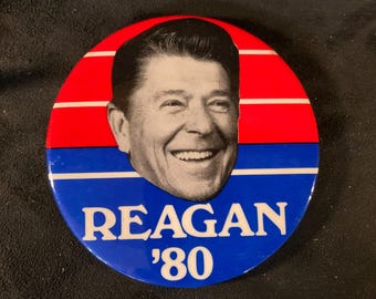 Vintage Reagan Bush '80 Presidential Campaign Pin/button - 1 3/8