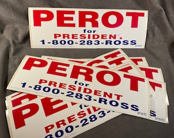 Vintage 1992 Perot For President 1-800-283-ROSS - Paid Political Ad by Florida Committee, United We Stand, America Campaign Bumper Sticker