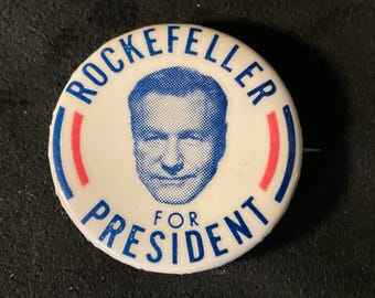Vintage Rockefeller For President - 1964 Nelson Rockefeller Presidential Campaign Pinback/Button - Republican 1964 Candidate