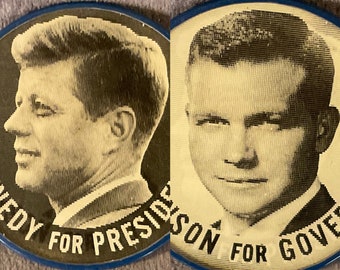 Vintage Kennedy for President & Swainson for Governor (Michigan) - John F Kennedy 1960 Presidential Coattail Campaign Flasher Pinback/Button