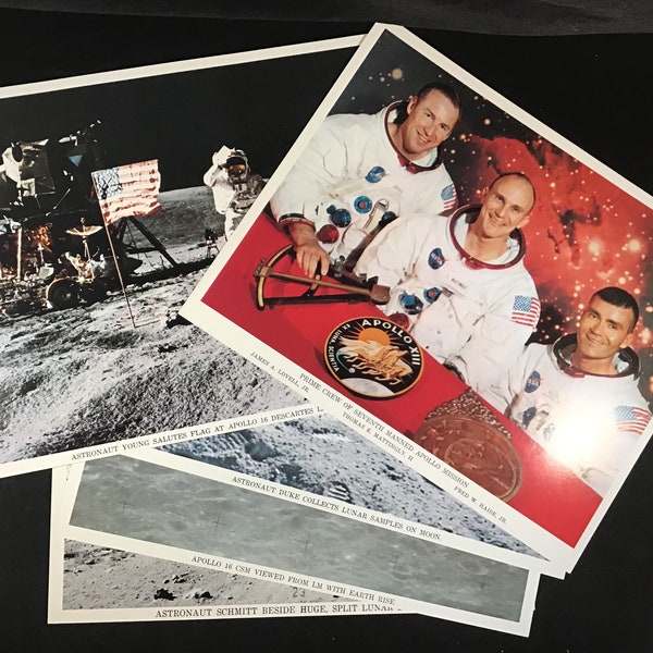 Official NASA Apollo 13 crew and Apollo 16 & 17 Photo Set - Apollo 13 photo and photos of Apollo 16 and 17 from space and the moon