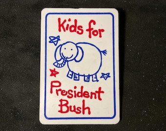 Vintage Kids For President Bush - George Bush & Dan Quayle 1992 Presidential Re-Election Campaign Pinback/Button - Plastic Style Pin/Button