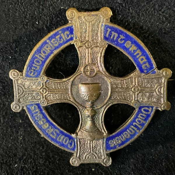 Vintage 1932 International Eucharistic Congress Badge/Brooch - Original 1932 in Dublin, Ireland - Good Clasp and Marked on Rear