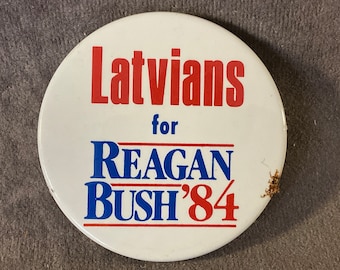 Vintage Latvians for Reagan Bush '84 Campaign Button (2 1/4 inch)