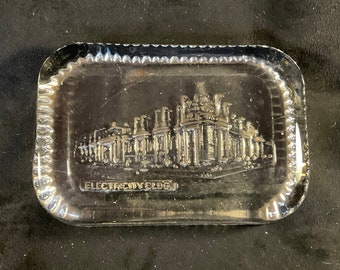 Vintage Electric Tower 1901 Pan American Exposition Authentic Glass Paperweight Souvenir - Black/White Photo of Electric Tower