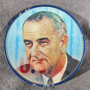 Vintage LBJ Presidential Campaign 3” Flasher Button – 1964 Memorabilia