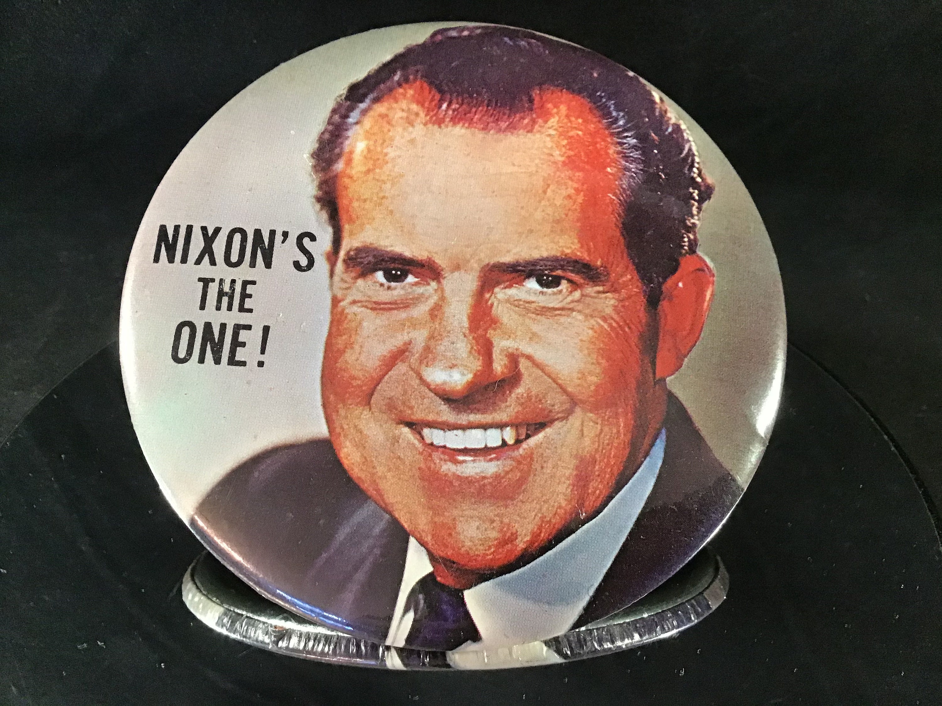 Richard Dick Nixon First Lady Pat for President 3" Pinback Pin Button w Ribbon 