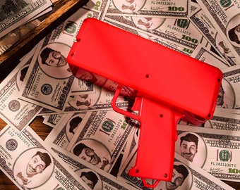 Money Handhold Gun Paper Cash Cannon Style Shooter Toy Gun with 100 PCS Prop Money for Party Game Supplies