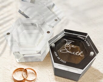 Custom Acrylic Ring Box Personalized Wedding Wood Jewelry Box