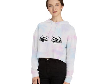 Skeleton Hand Tatta Cropped Hoodie