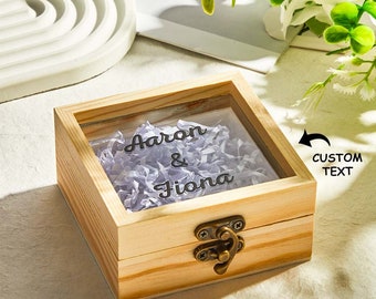 Personalized Transparent Glass Wooden Box With Text Creative Storage Gift Box