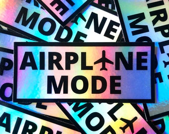 Airplane Mode Sticker Holographic | Laptop Decal, Suitcase Sticker, Water Bottles, Holo Sticker, Travel Decal, Airplane Mode Decal, Aviation