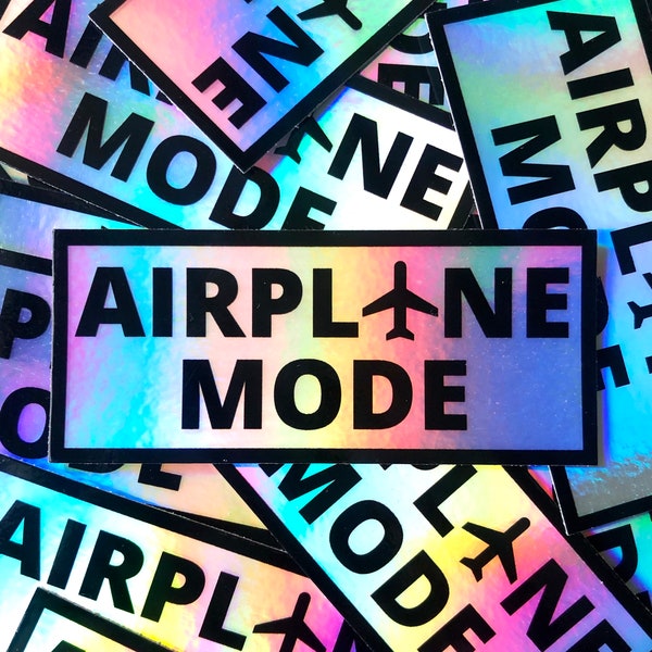 Airplane Mode Sticker Holographic | Laptop Decal, Suitcase Sticker, Water Bottles, Holo Sticker, Travel Decal, Airplane Mode Decal, Aviation