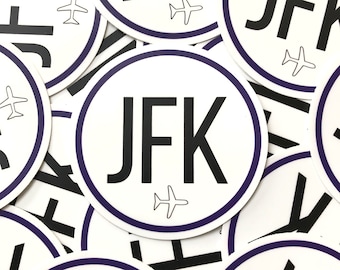 JFK New York City Airport Code, Travel Sticker 3" | Laptop Decals, Suitcase Stickers, Water Bottle Stickers, Big Apple Decal, NYC Stickers