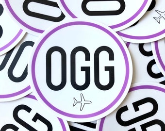 OGG Maui Hawaii Airport Code, Travel Sticker 3" | Laptop Stickers, Suitcase Stickers, Water Bottle Stickers, Aloha Decal, Island Stickers
