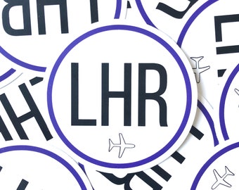 LHR London Heathrow Airport Code Decal | 3" | Laptop Decals, Suitcase Stickers, Water Bottle Sticker, UK Decal, London Sticker, London Decal