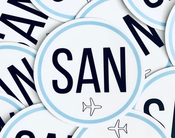 SAN San Diego Airport Code, Travel Sticker 3" | Laptop Stickers, Suitcase Stickers, Water Bottle Stickers, Laptop Decal, California Decal