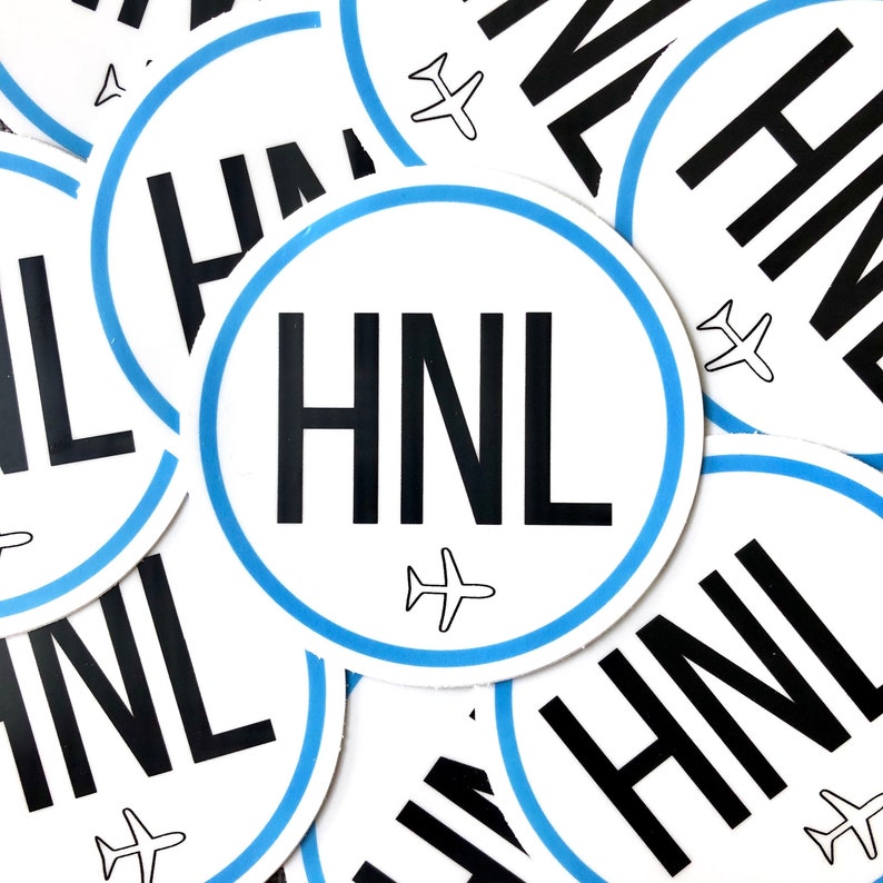 HNL Honolulu Oahu Hawaii Airport Code Travel Sticker 3 Etsy