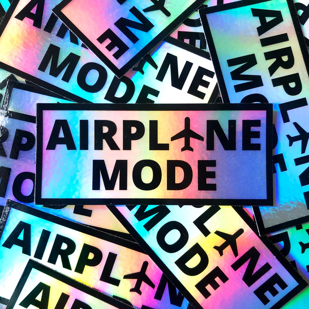 Airplane Mode Sticker Holographic Laptop Decal, Suitcase Sticker, Water ...