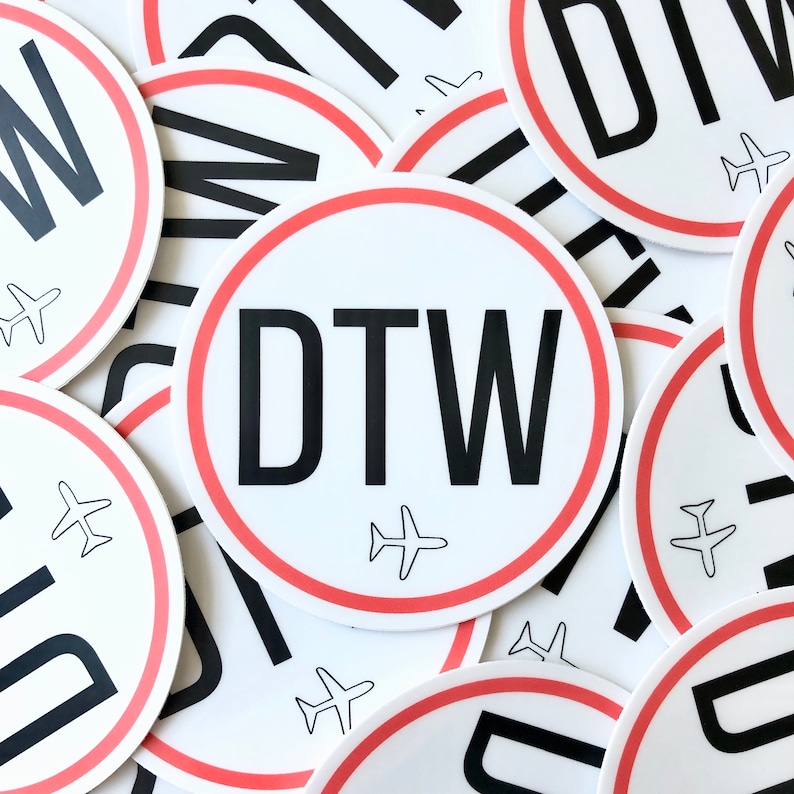 DTW Detroit Airport Code Travel Sticker 3 Laptop Etsy