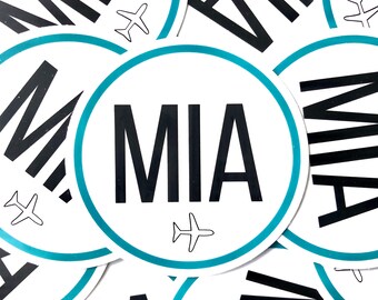 MIA Miami Airport Code Decal | 3" | Laptop Decals, Suitcase Stickers, Water Bottle Sticker, Miami Sticker, Miami Decal, Florida Sticker