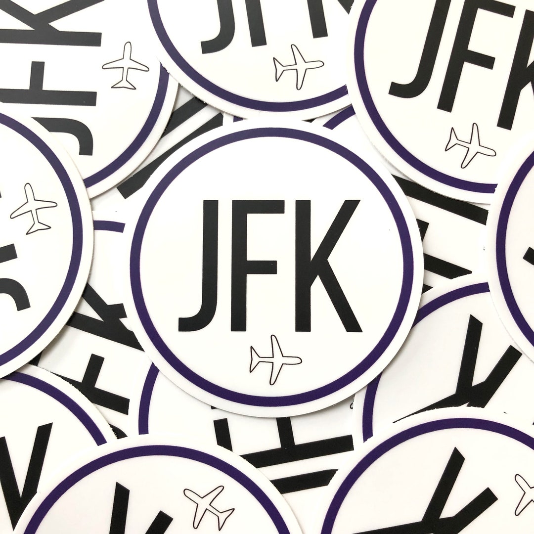 JFK New York City Airport Code, Travel Sticker 3 Laptop Decals