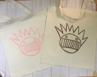 Fuzzy flocked Boognish tote bags