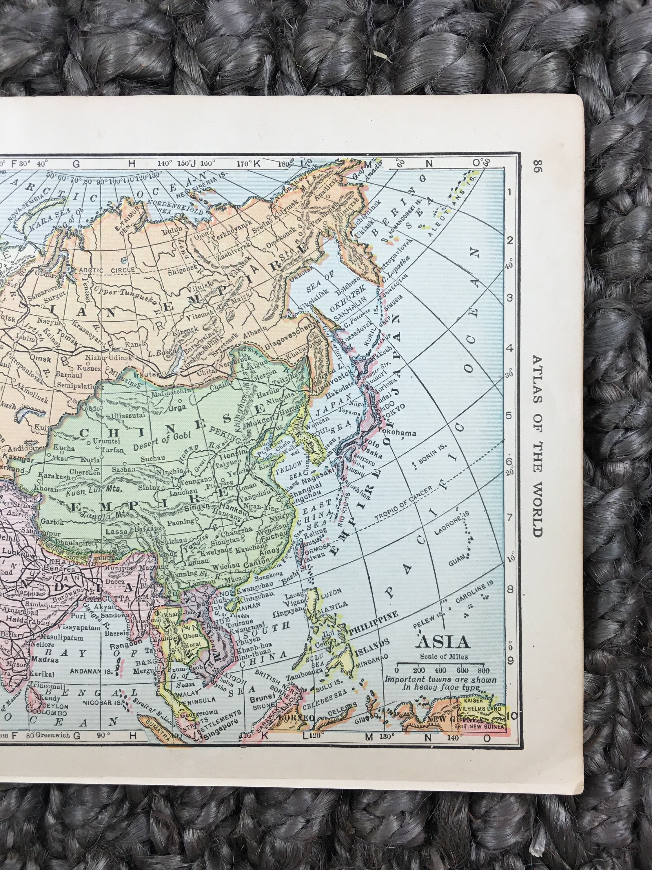 1911 Asia Vintage Map 7 x 5 in. China Japan Taiwan India | Etsy