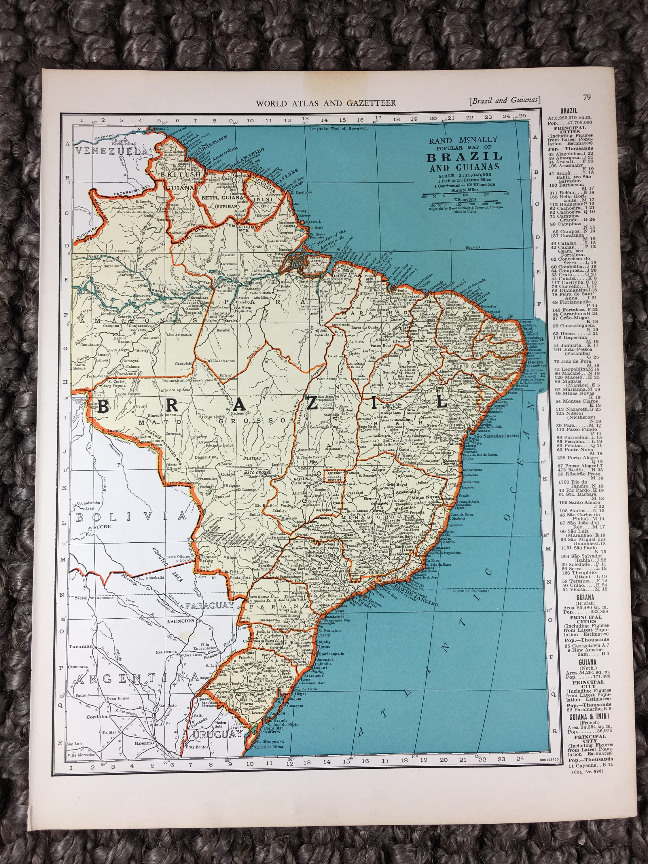 1939 Brazil And Guianas Original Map 9 3 X 12 3 In Rio De Etsy 1939 Brazil And Guianas Original Map 9 3 X 12 3 In Rio De Etsy