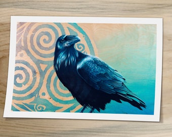 Celtic Raven Premium Art Print | 6x9 | 8x12 | Raven Artwork | Wildlife Art | Celtic Knot