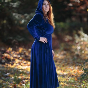 Prayer Dress Velvet Medievale Hood Long Sleeves
