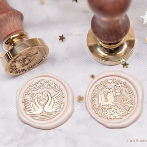 Hochzeit Wachs Siegel Stempel, Schwan/ Kleid/ Smoking Original Design für Hochzeitseinladung