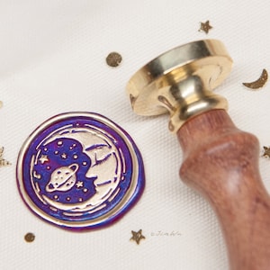 Crescent Moon Wax Seal Stamp: Original Design, Pen Pal Stationery