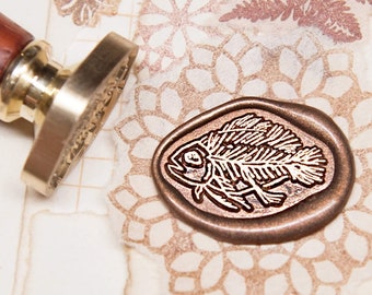 Fish Fossil Wax Seal Stamp, Special Shape Wax Stamp, Original Design Junk Journal Accessories