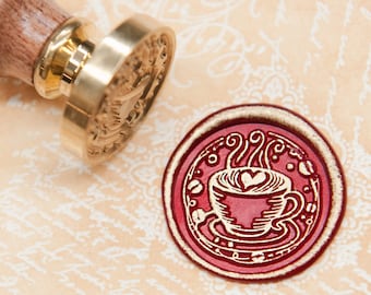 Cappuccino Coffee Wax Seal Stamp, Original Design Sealing Wax Stamp, Junk Journal