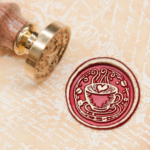 Cappuccino Coffee Wax Seal Stamp, Original Design Sealing Wax Stamp, Junk Journal