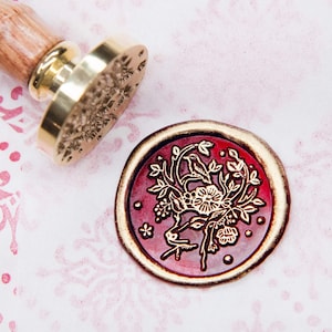 Deer Floral Crown Wax Seal Stamp - Original Design (1.2&quot;)