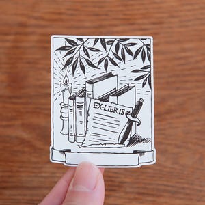 Ex Libris Bookplate Sticker for Book Lovers, The Written Blade Unique Library Label, Gift for Kids, Art Journaling, Scrapbooking Supplies