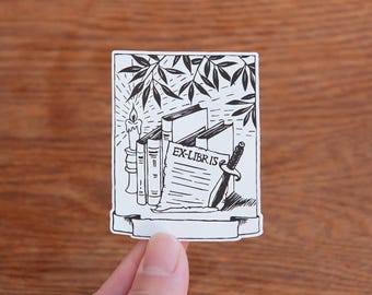 Ex Libris Bookplate Sticker: The Written Blade Library Label