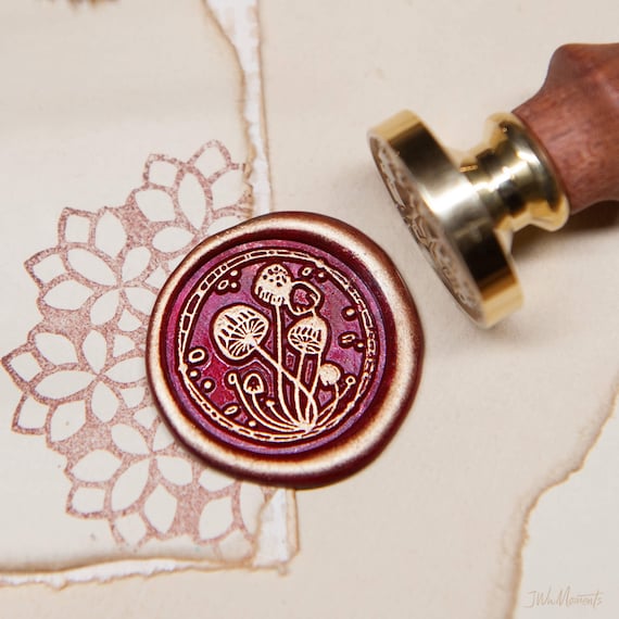 Custom wax Seal Kit wax stamp Mushroom Wreath seal Wax sealing wax stamp