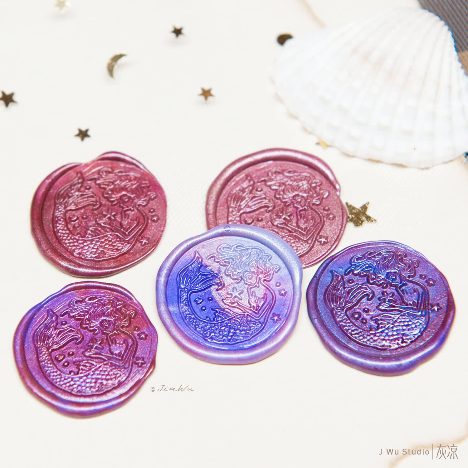 MNYR Vintage Pretty Mermaid Sealing Wax Seal Stamp Kit Melting Spoon Wax Stick Candle Wooden Book Gift Box Set Wedding Invitation Embellishment Holiday Card Gift Wrap Package Gift Idea Seal Stamp Set