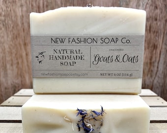 Jabón de leche de cabra y avena: Jabón artesanal natural sin fragancia