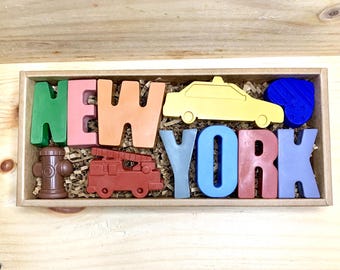 Crayones de la ciudad de Nueva York: Regalo infantil hecho a mano y no tóxico