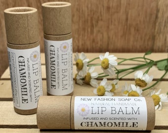 NATURAL LIP BALM infused with organic Chamomile and scented with Chamomile essential oil gift for wife, husband, sister, brother