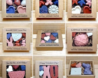 Juego de 12 crayones naturales hechos a mano para San Valentín. No tóxicos. Ecológicos. Ideales para fiestas en el aula. Regalo para niños.