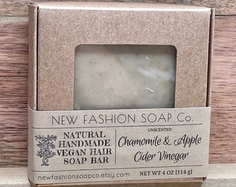 Champú de manzanilla artesanal: jabón vegano sin perfume