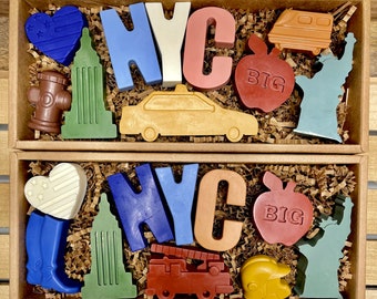 CRAYONES DE NUEVA YORK hechos a mano, recuerdos no tóxicos para fiestas de cumpleaños con temática de Nueva York