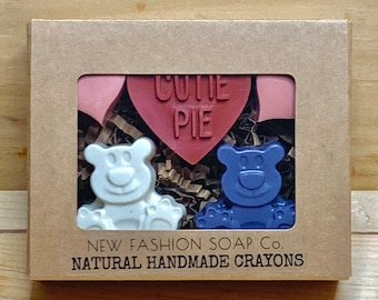 Crayones BEARS & HEARTS hechos a mano, no tóxicos, regalos para fiestas de San Valentín, regalos para despedidas de soltera, regalo para tu pareja.